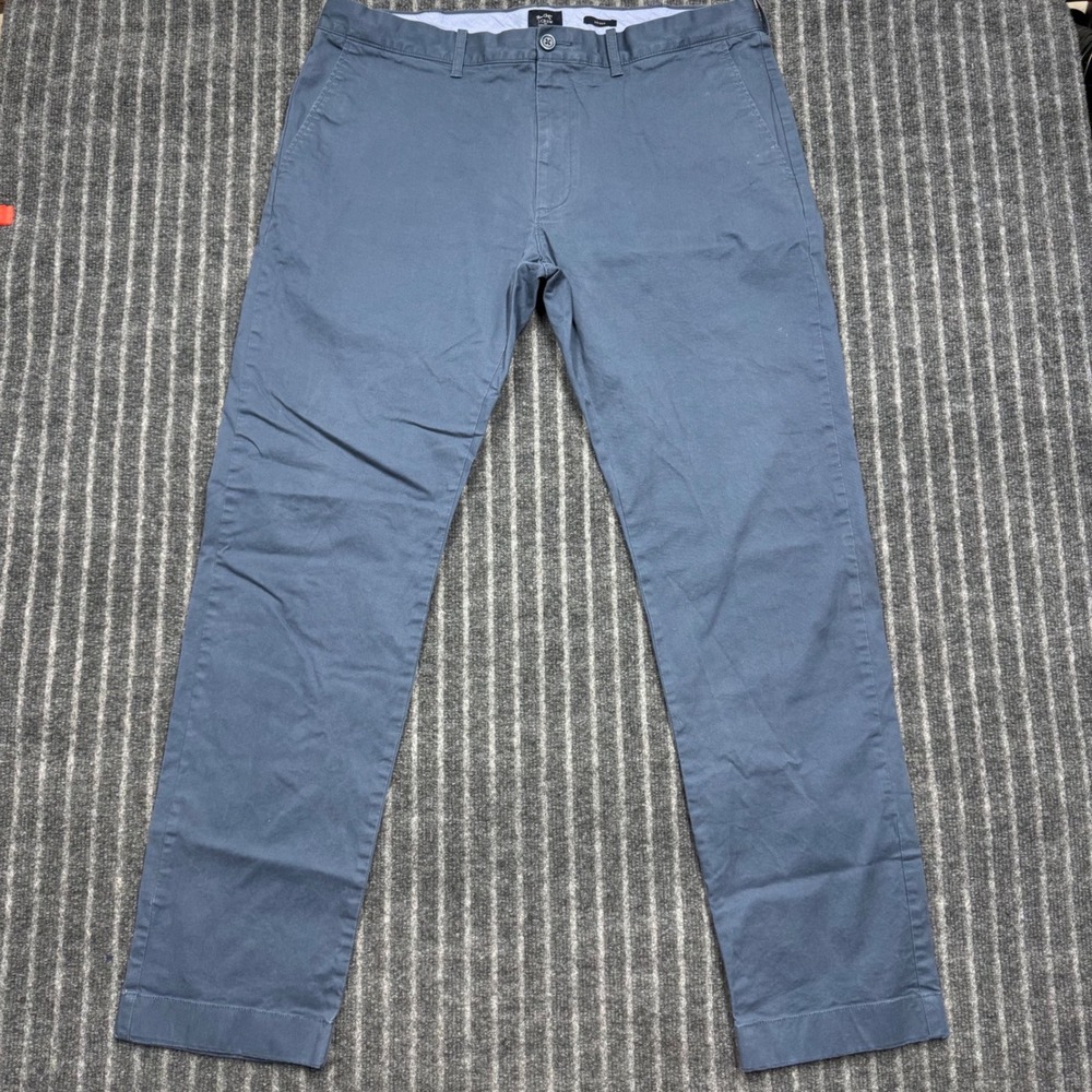 J.Crew Mens Flex Chino Driggs Pants 36x32 Blue Slim Fit Stretch Cotton E4024